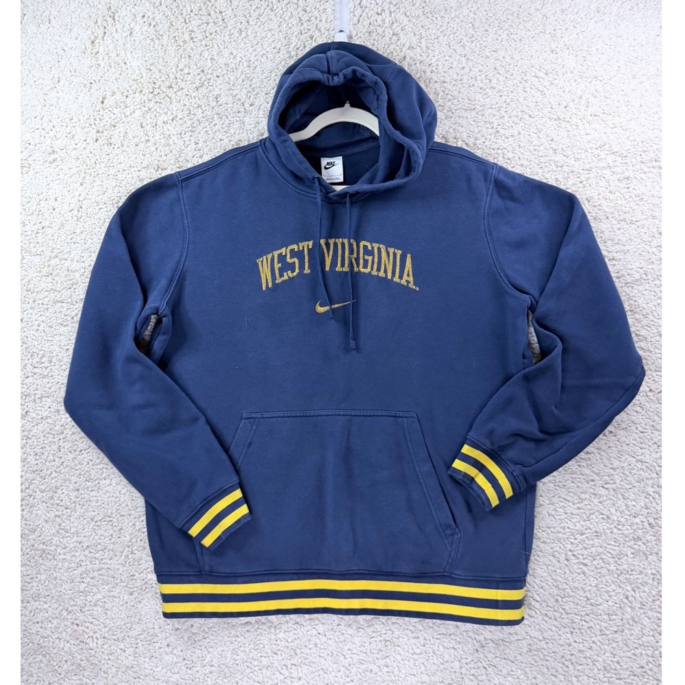 Nike West Virginia Hoodie Mens Large Navy Blue Embroidered Logo DR3464-419 WVU